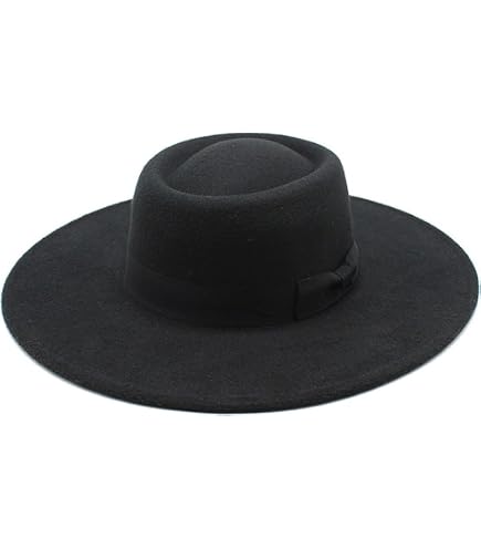 Vintage Wide Brim Flat-Top Fedora Hat - Panama, Porkpie, Boater